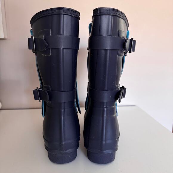 Hunter Dark Blue Original Fringe Wellie Boots Limited Edition Size 5 - Picture 4 of 8
